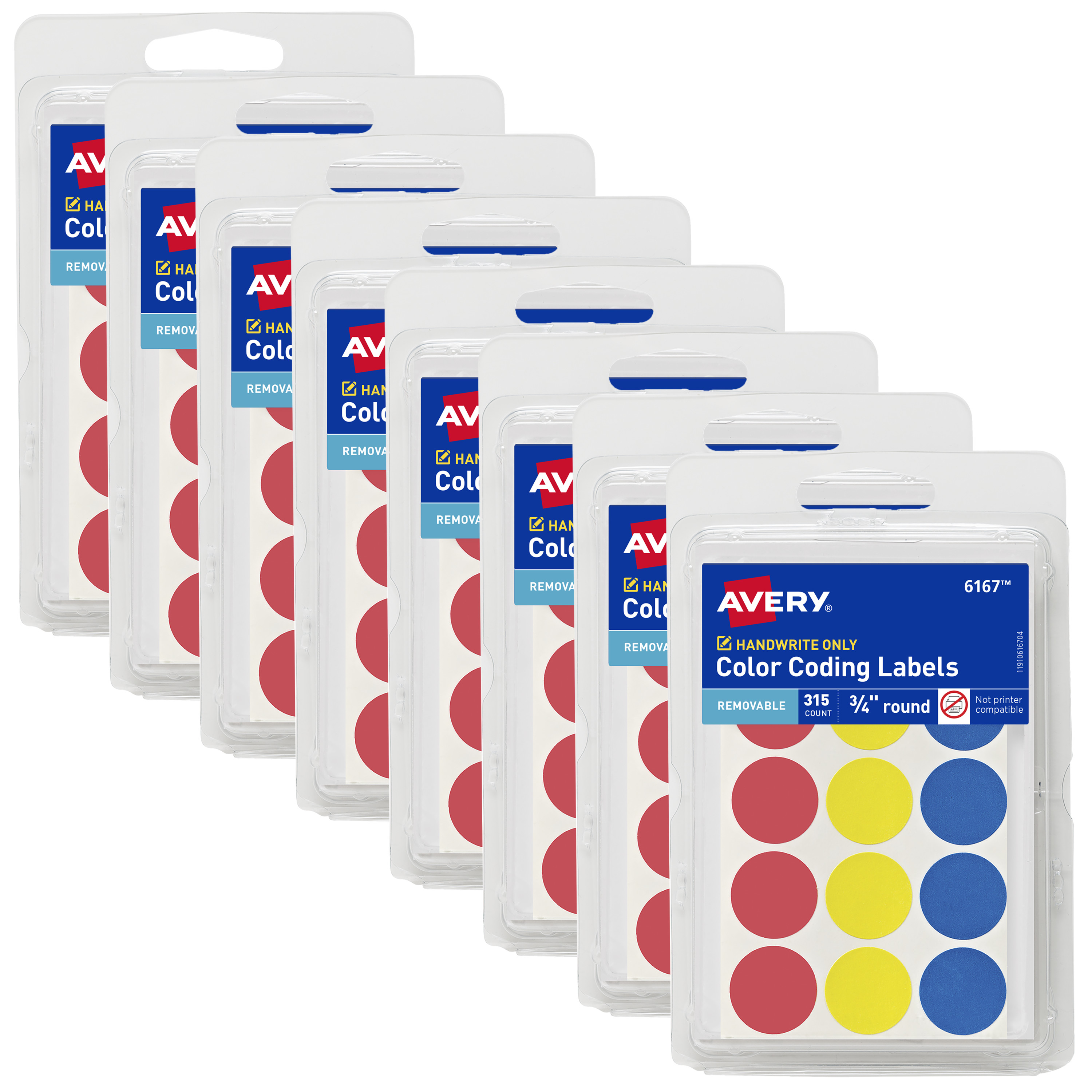 Avery Color-Coding Removable Labels, 3/4 Inch Round Labels, Assorted  Colors, Non-Printable, 8 Packs, 2,520 Dot Stickers Total (21926)